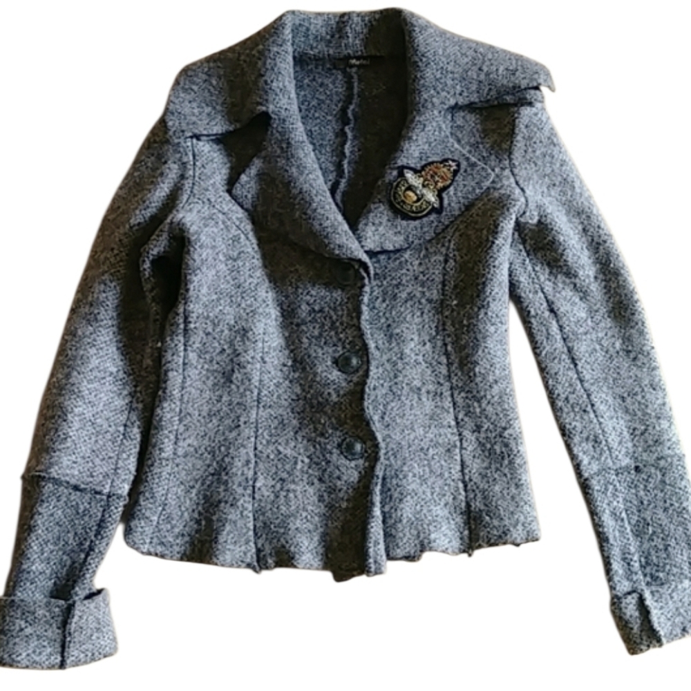 Vintage Motel wool tweed blazer jacket "Queen of the Queens" Made in Italy